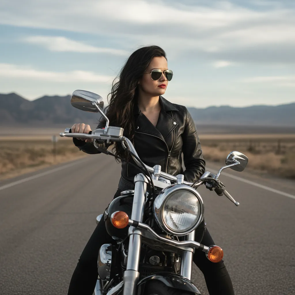 Sunglasses And Makeup With Black Leather Jacket