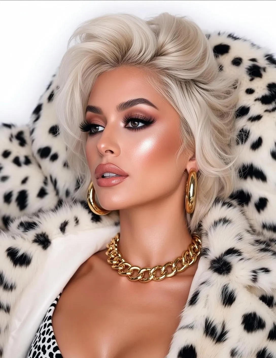 Makeup Earrings Necklace And Lash Extensions In Fashion Portrait