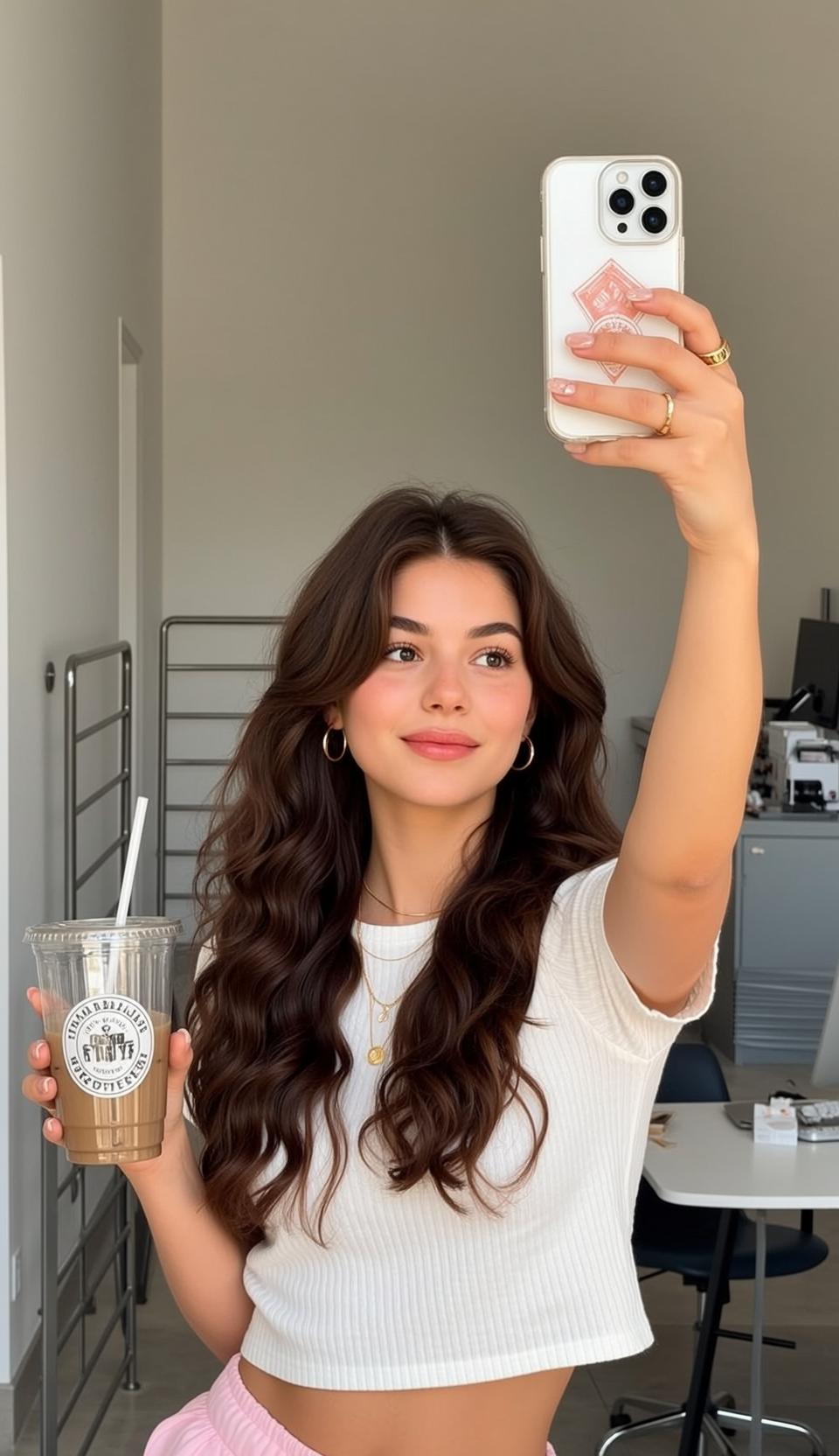 Explore Young Holding Smartphone Her Right Hand