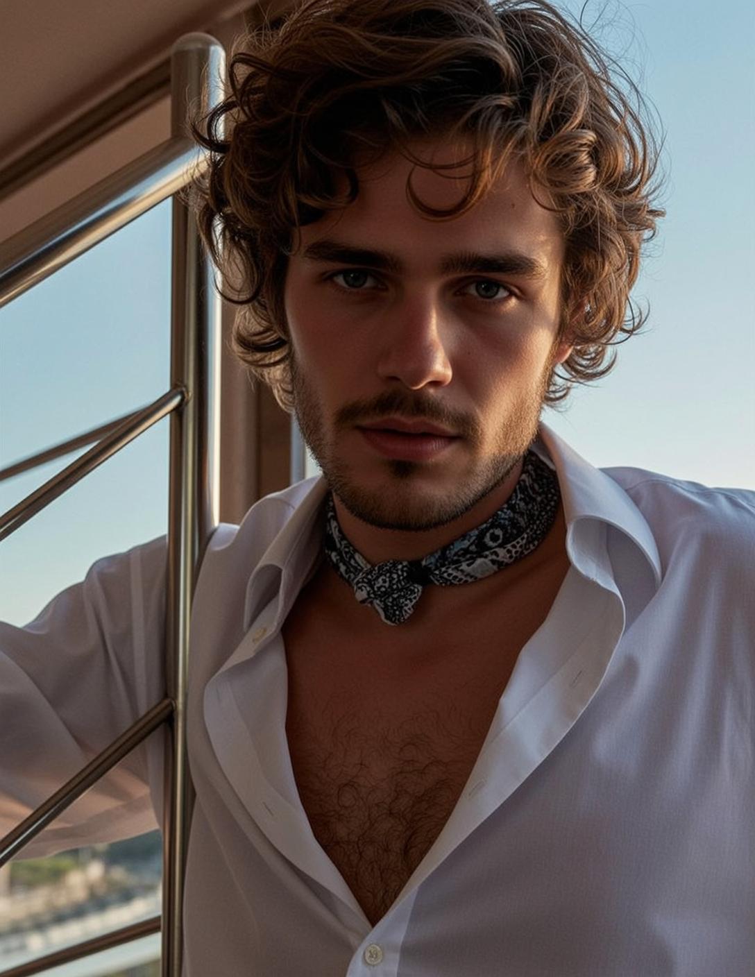 Open Shirt Railing Portrait