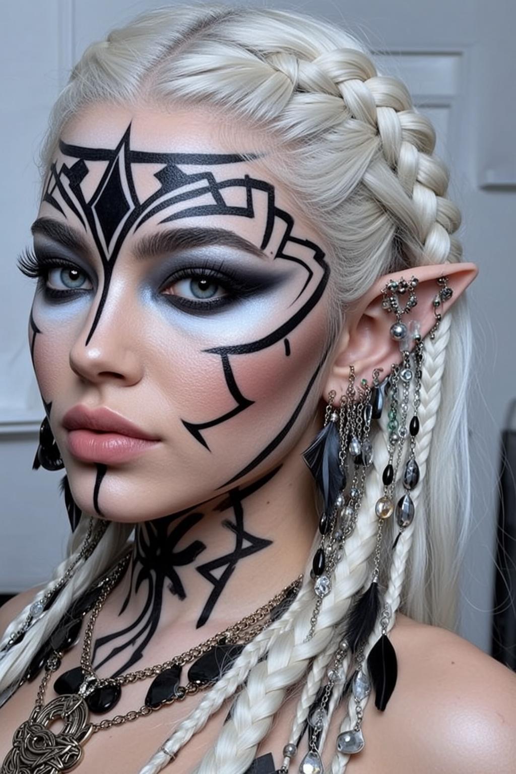 Halloween Makeup Young Elven Ears Long Braided