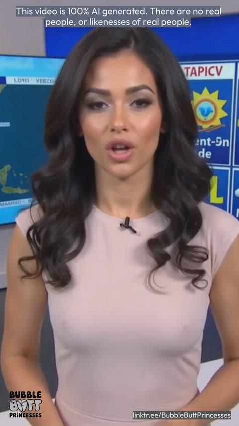 News Anchor Speaking At Digital Weather Map