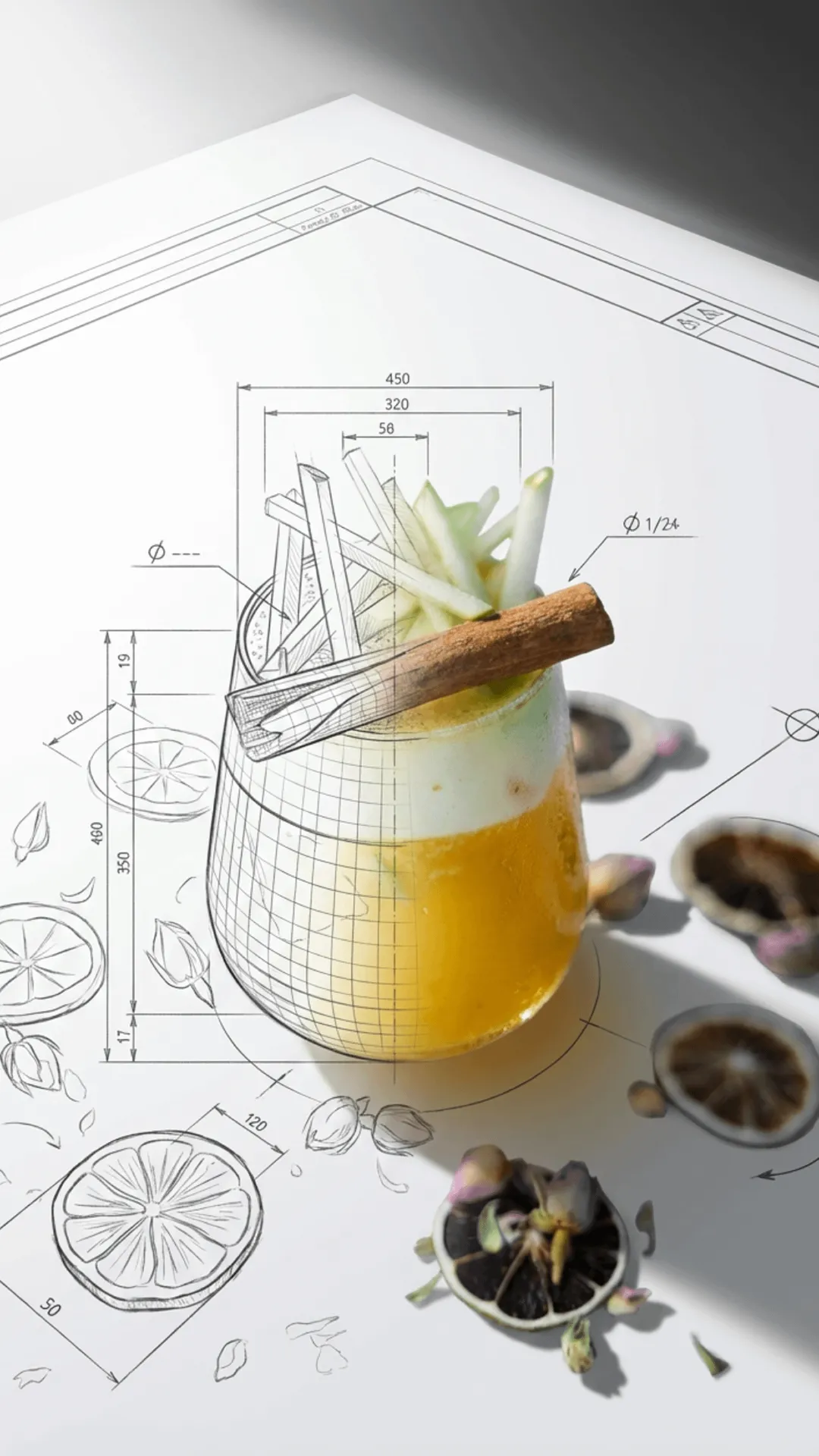 Cocktail Blueprint Realistic Garnish Elements