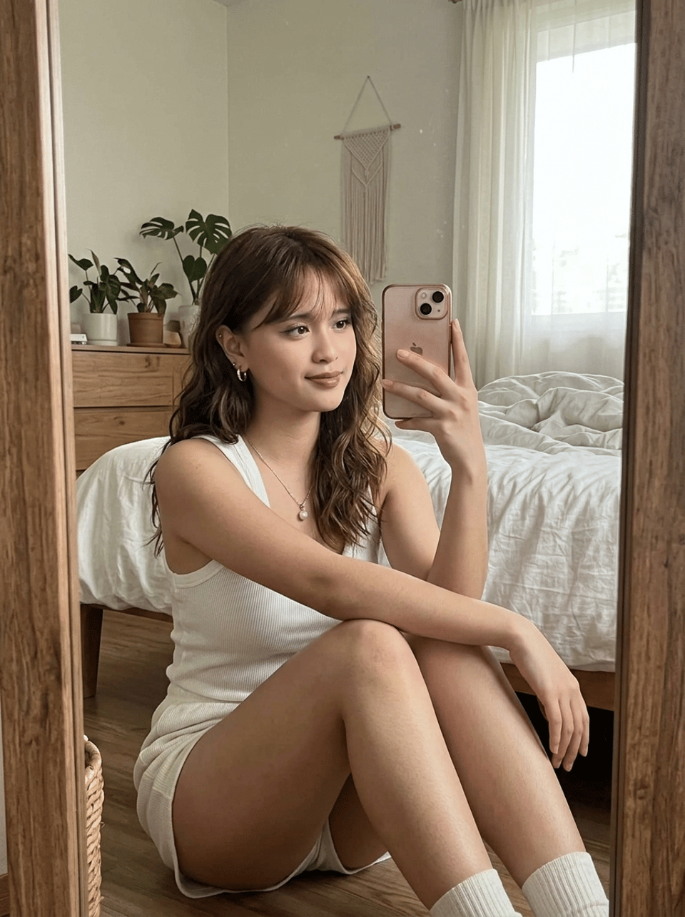 Mirror Selfie Profile Soft Gaze reference photo