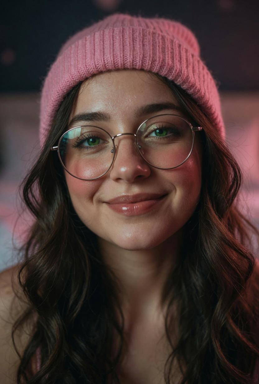Soft Pink Beanie Pastel Glow Cinematic Lighting