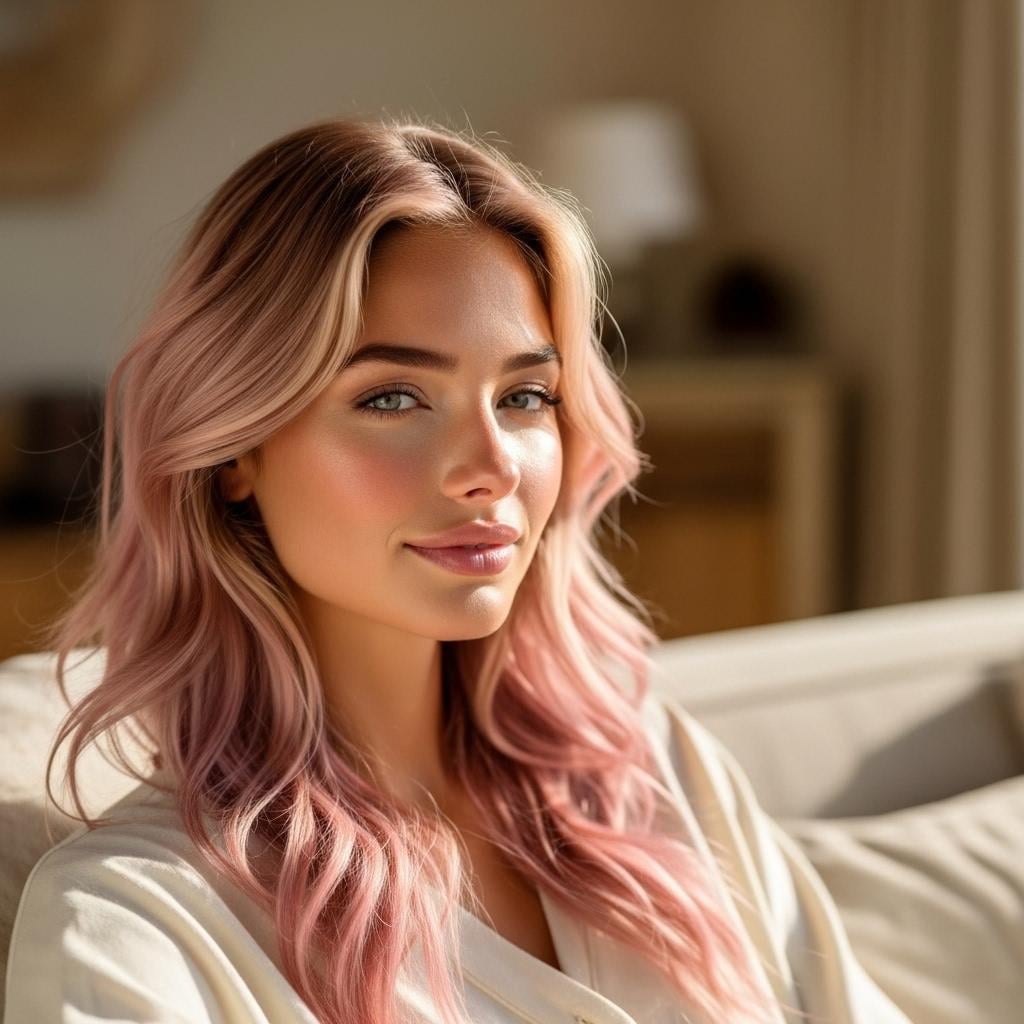 Selfie Couch Portrait Soft White Loungewear