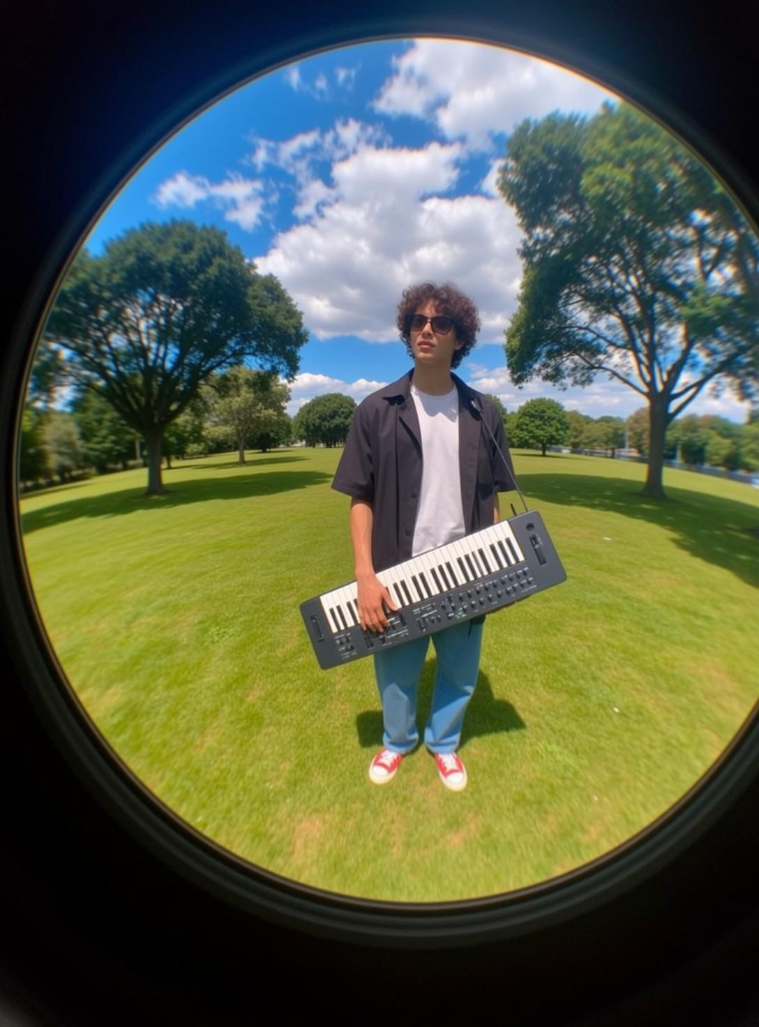 Fisheye Young Curly Brown Hair Light Skin