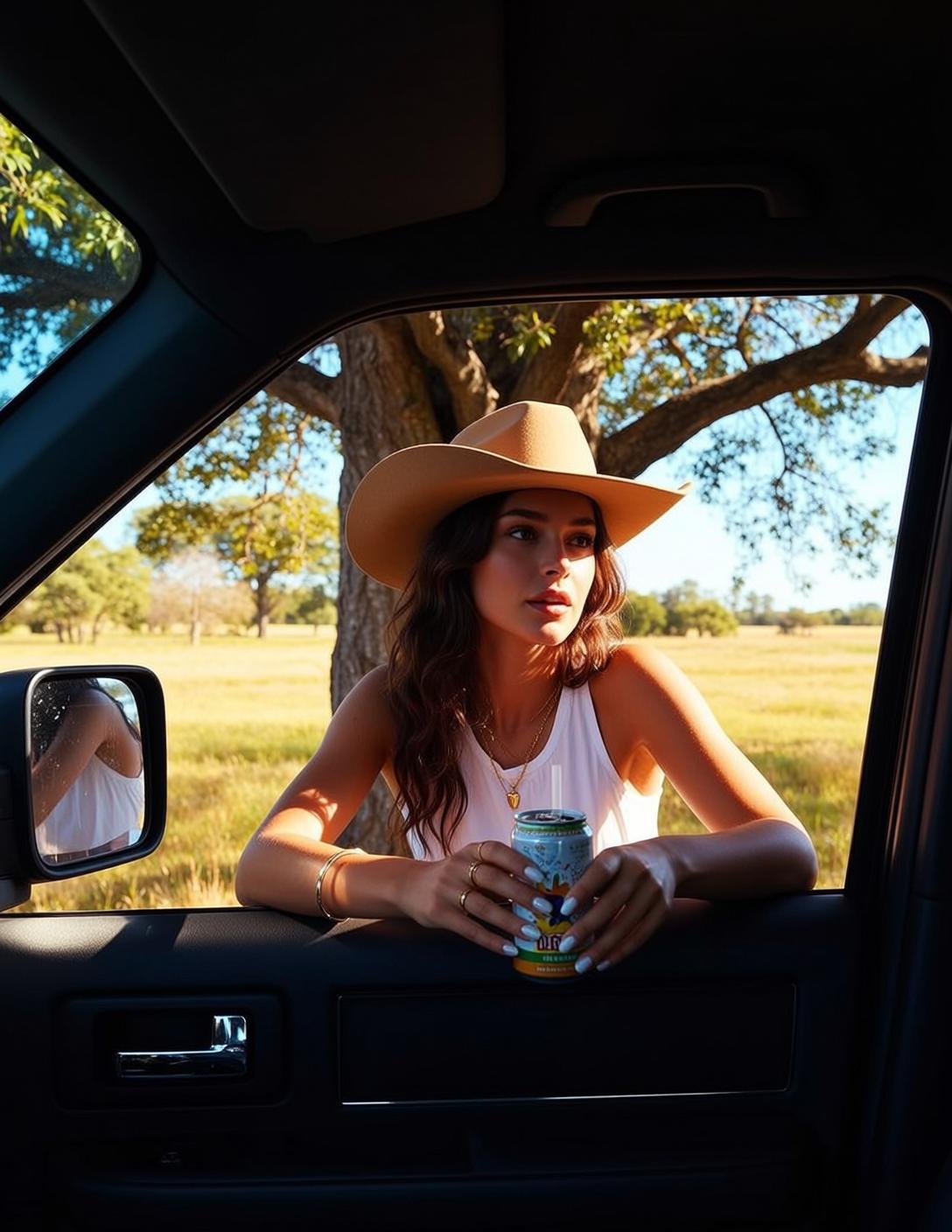 Cowboy Hat Vintage Truck Pose