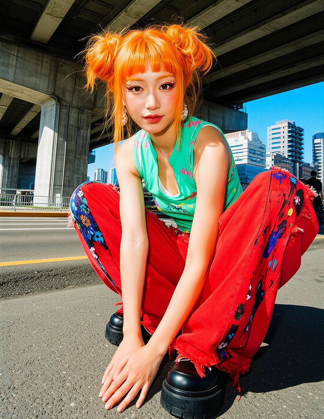 Orange Buns Underpass Street Style