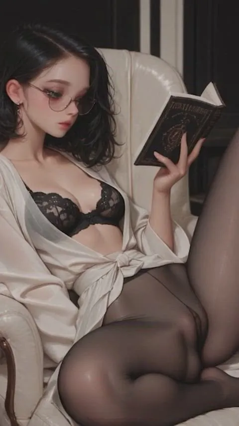 Reading Vintage Book In Armchair Soft Lighting