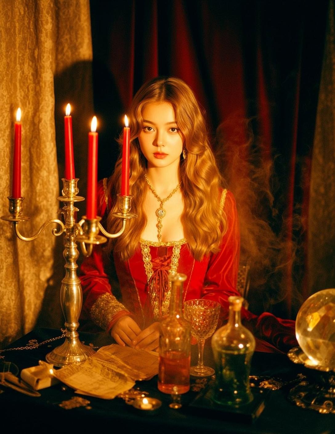 Red Velvet Table Ritual Portrait