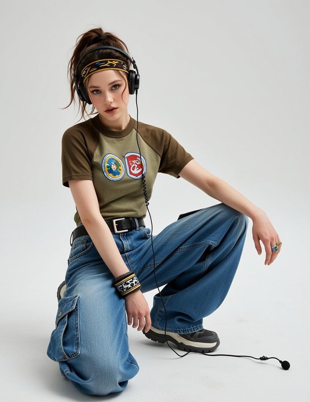 Creative Young Brown Ponytail Fair Olive Green