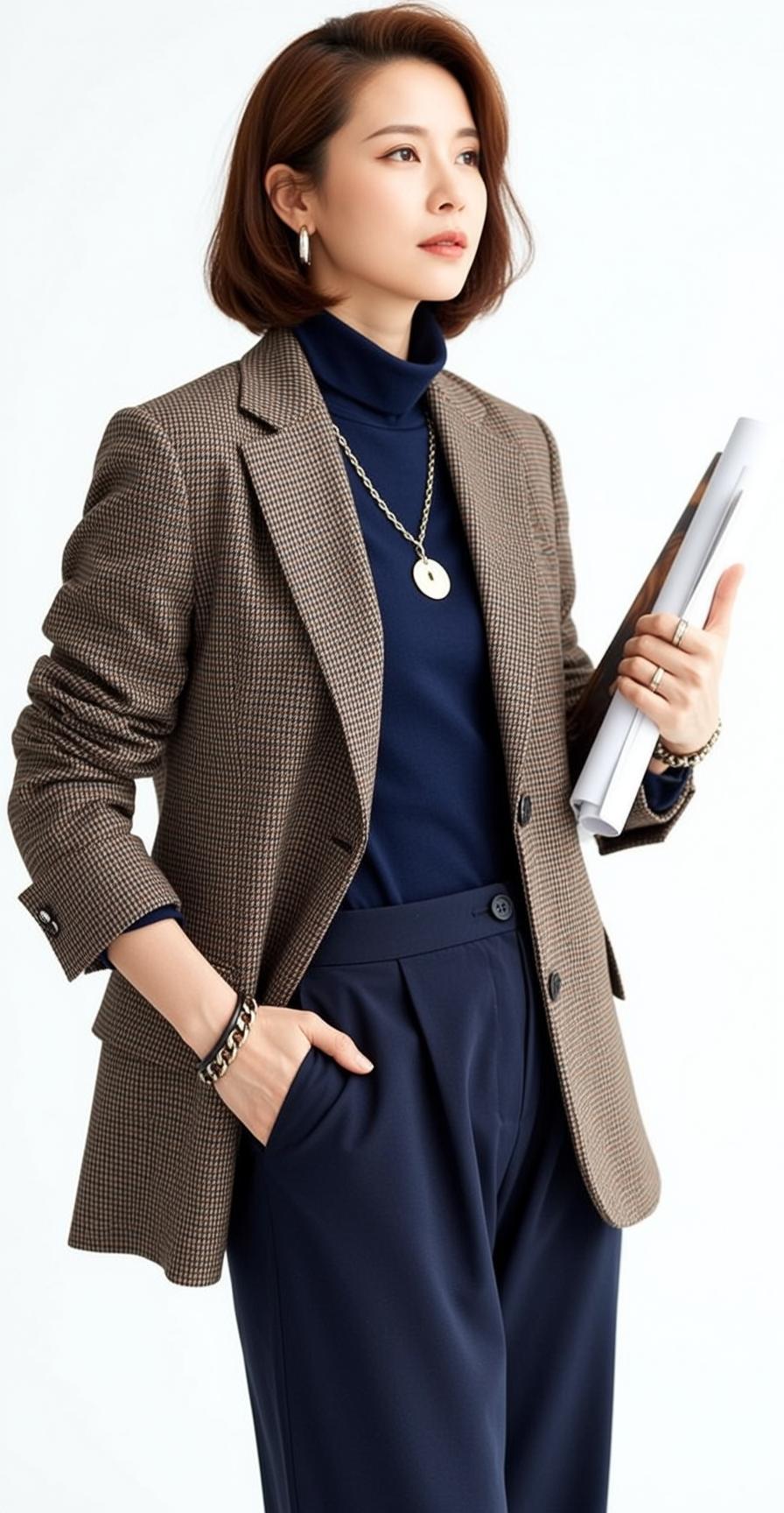 Luxury Short Brown Straight Fair Navy Blue