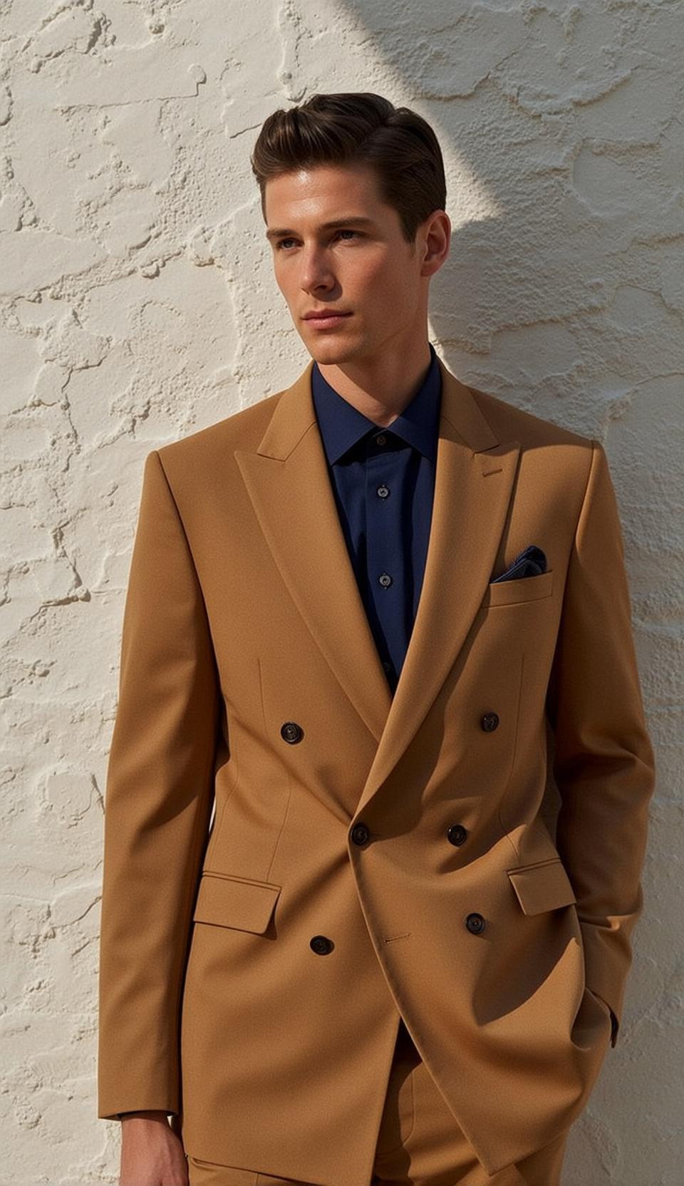 Young Dark Brown Styled Back Fair Navy