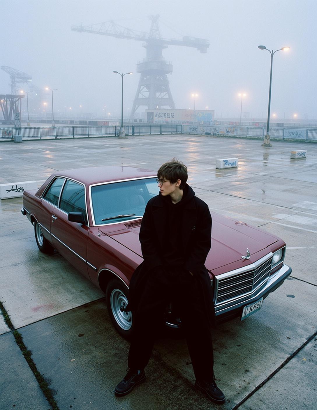 Black Coat Car Hood Scene