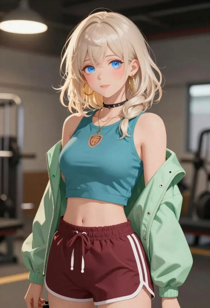 Soft Anime-style Portrait Young Woman With Wavy Platinum Blonde Hair