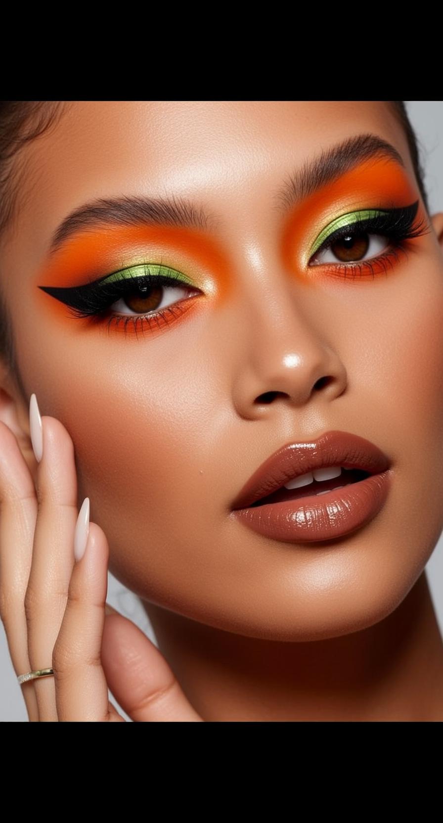 Close-up Vertical Photorealistic Portrait Young Woman With Rich Warm-toned Skin