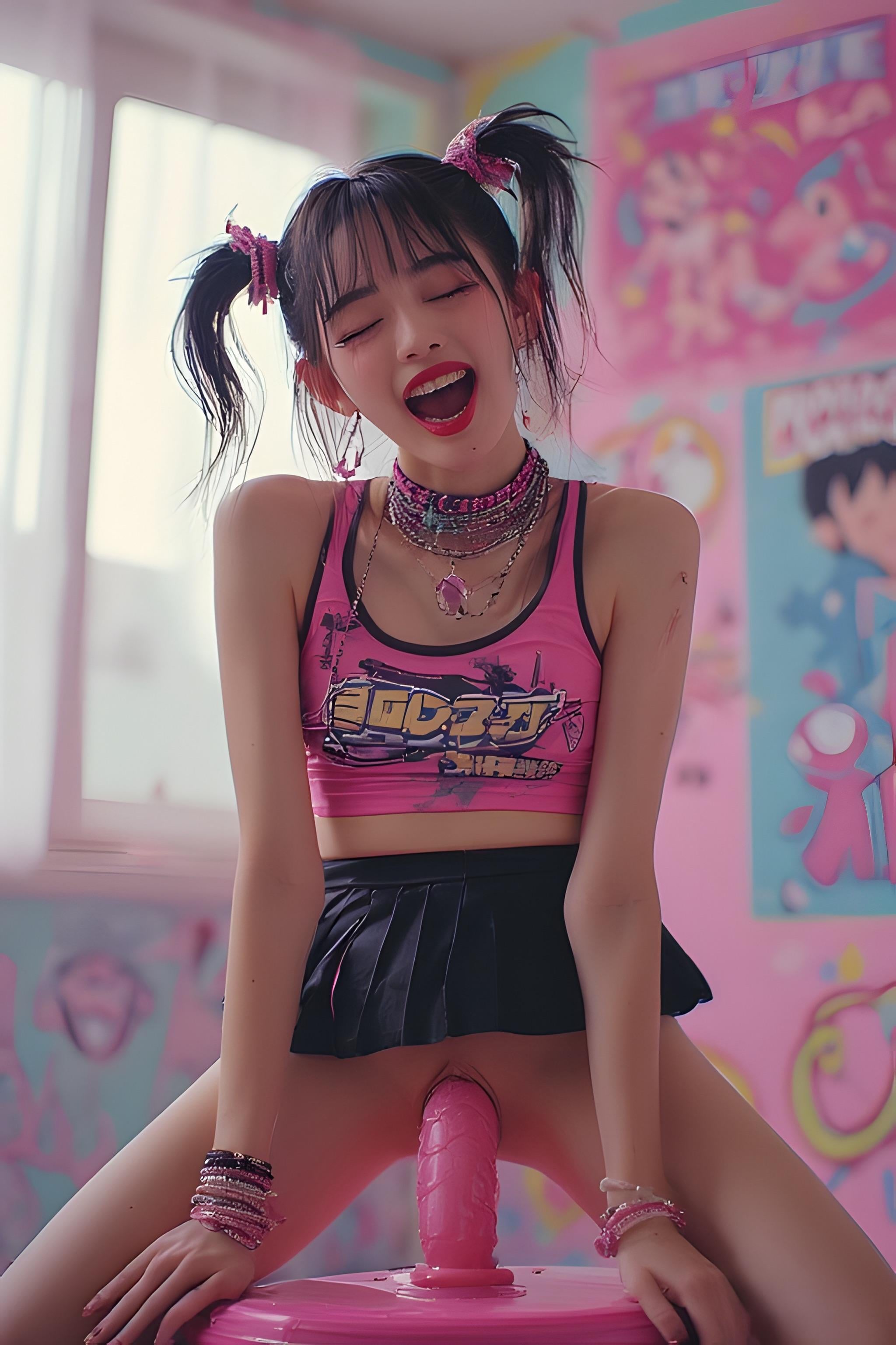 Pink Cropped Tank Top Featuring Graphic Print In Two