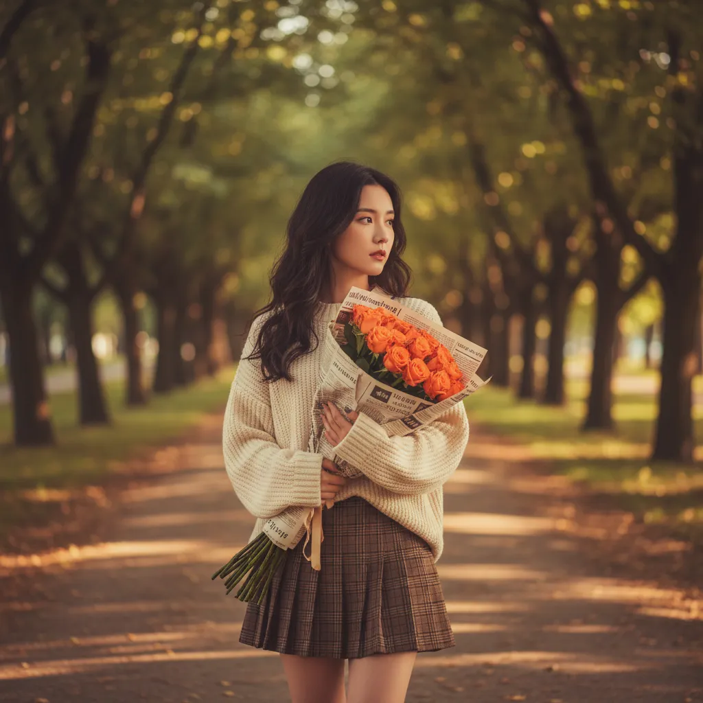 Autumn Day With Roses