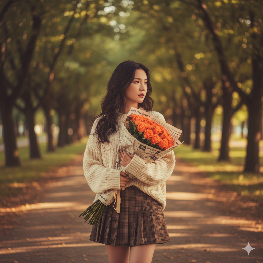 Autumn Day With Roses