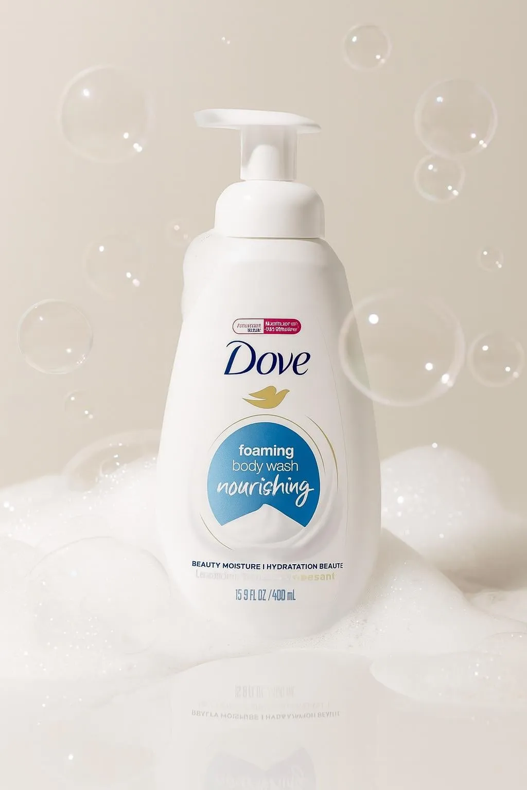 Product On Blue Background With Soap Bubbles Soft Light