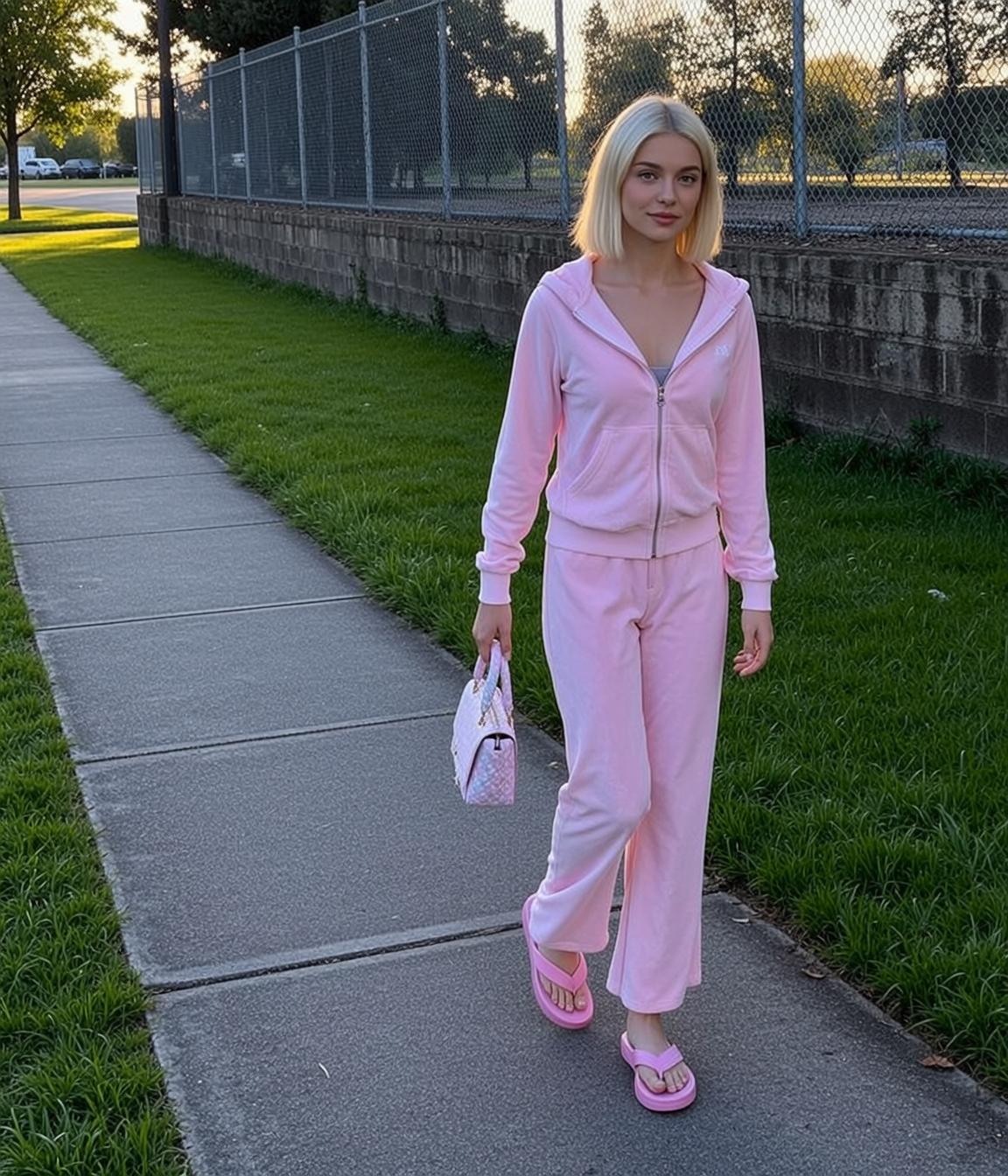 Velour Tracksuit Sidewalk Walk