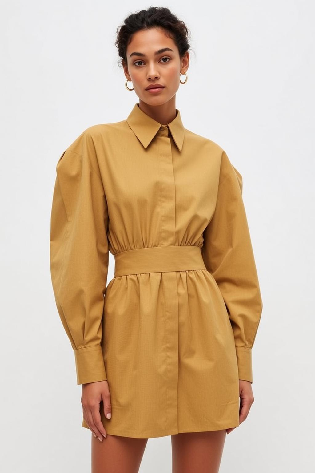 Mustard Shirt Dress Portrait