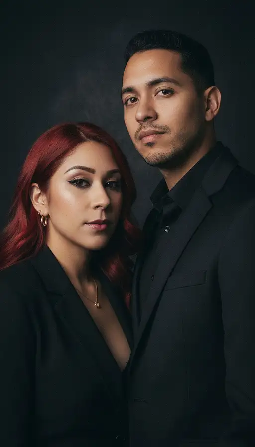 Hyper-realistic Close-up Portrait Striking Black Man And Woman Both Elegant