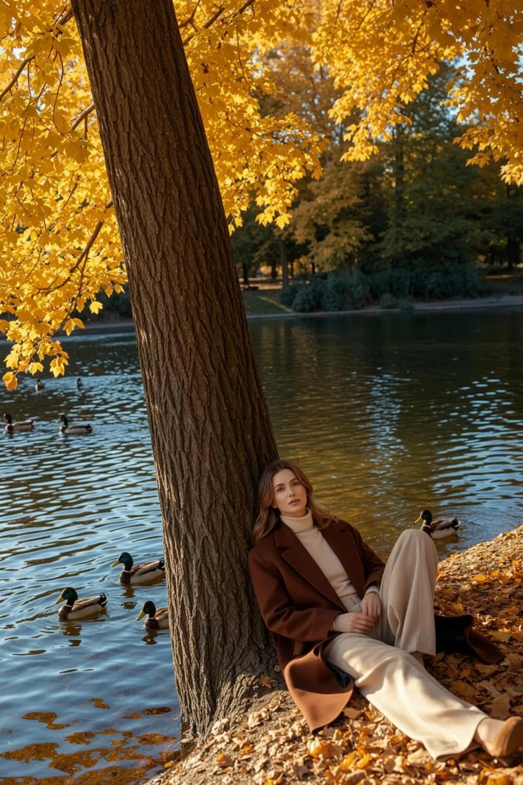 Autumn Young Long Blonde Fair Beige Turtleneck