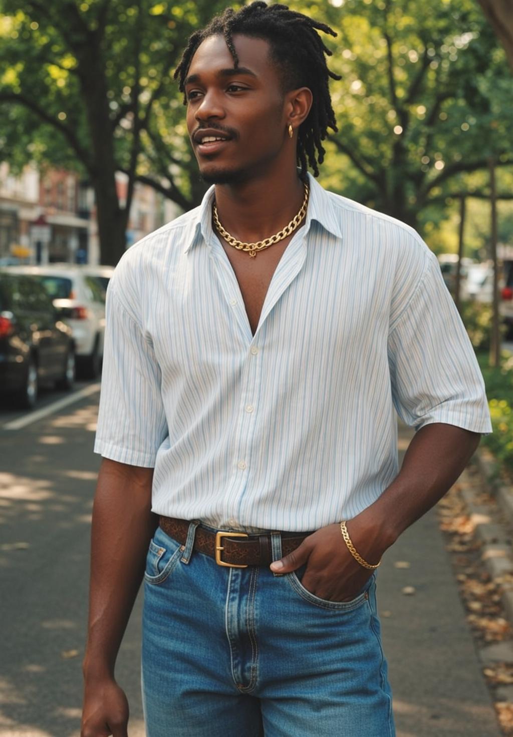 Striped Shirt Denim Portrait
