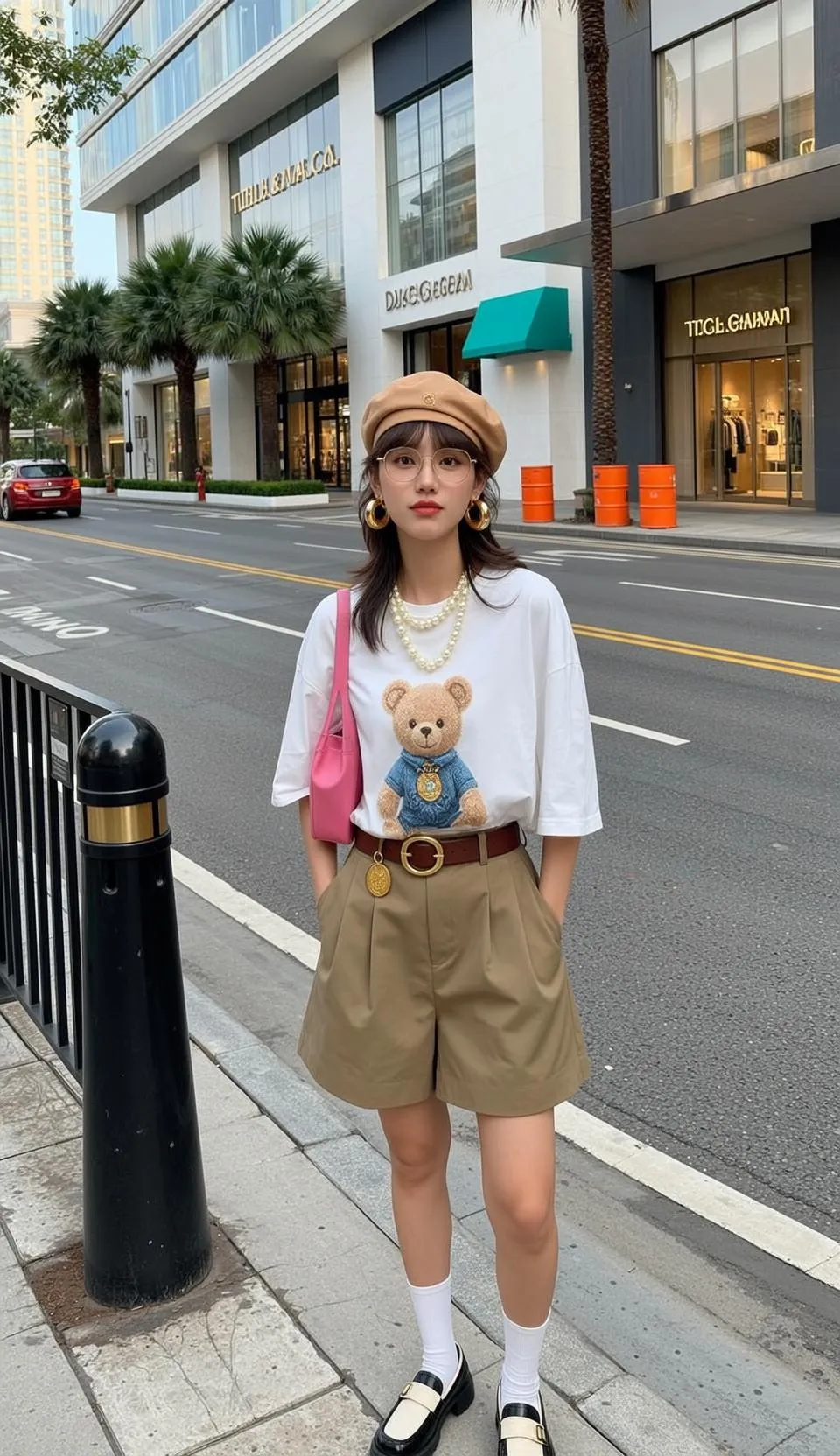Glasses Earrings And Necklace In Street Portrait