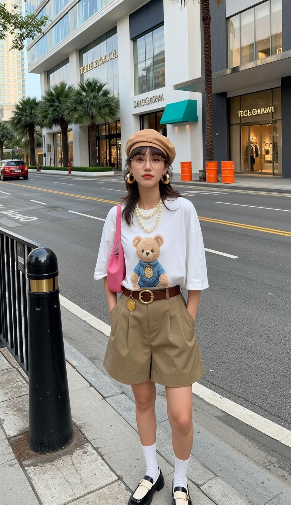 White Shirt City Street Standing