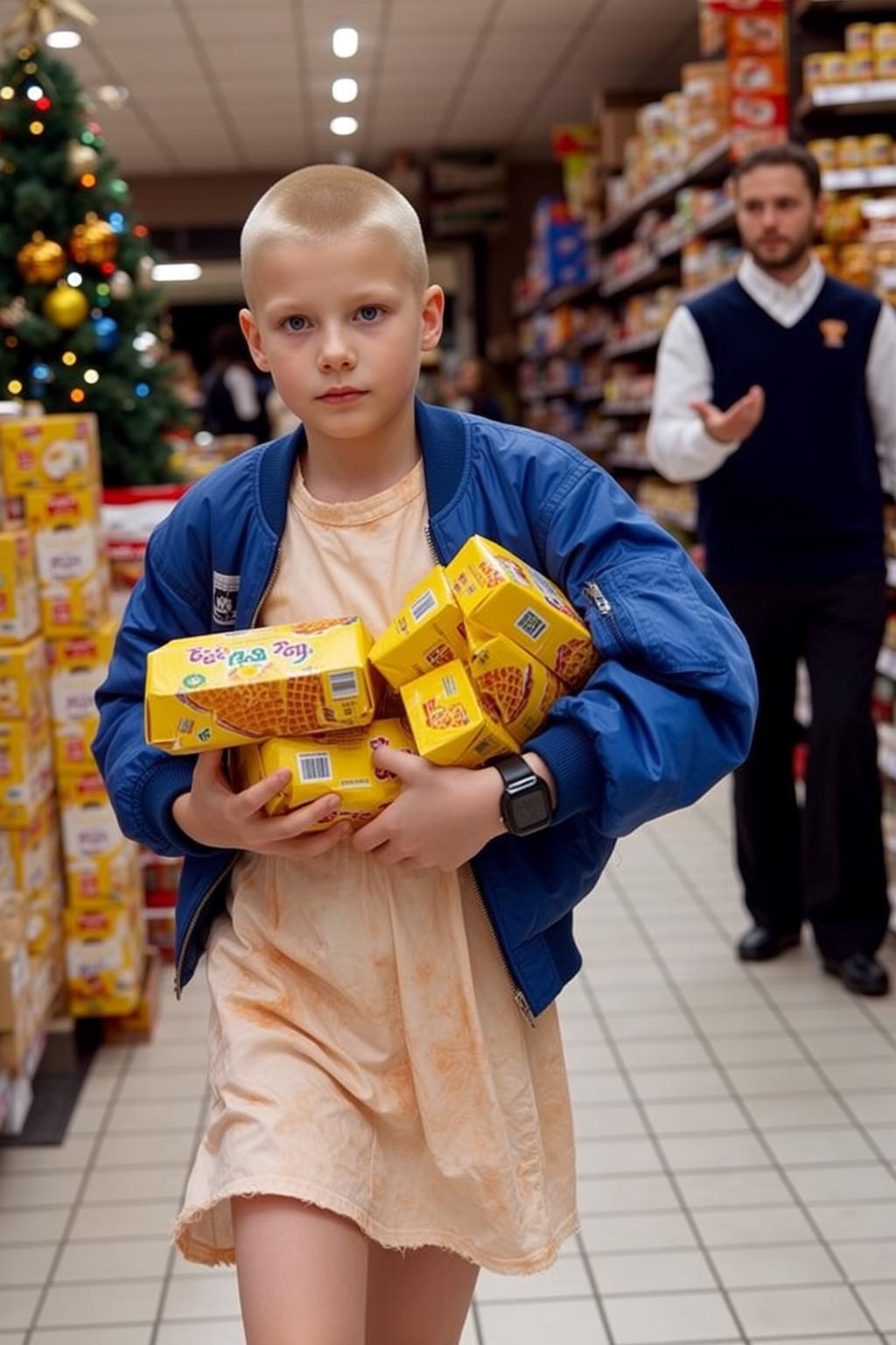 Waffle Boxes Supermarket Aisle Scene