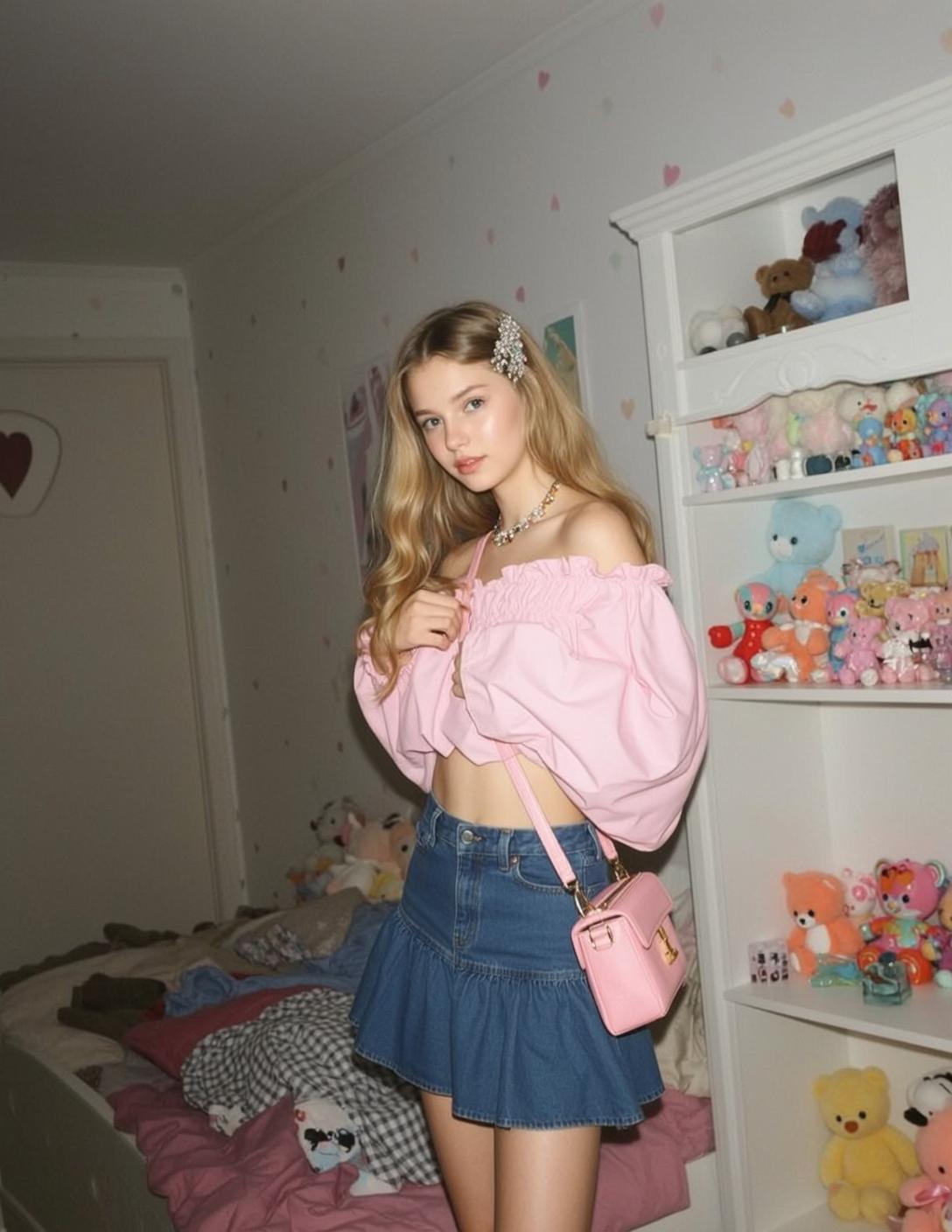 Pink Crop Top Denim Portrait