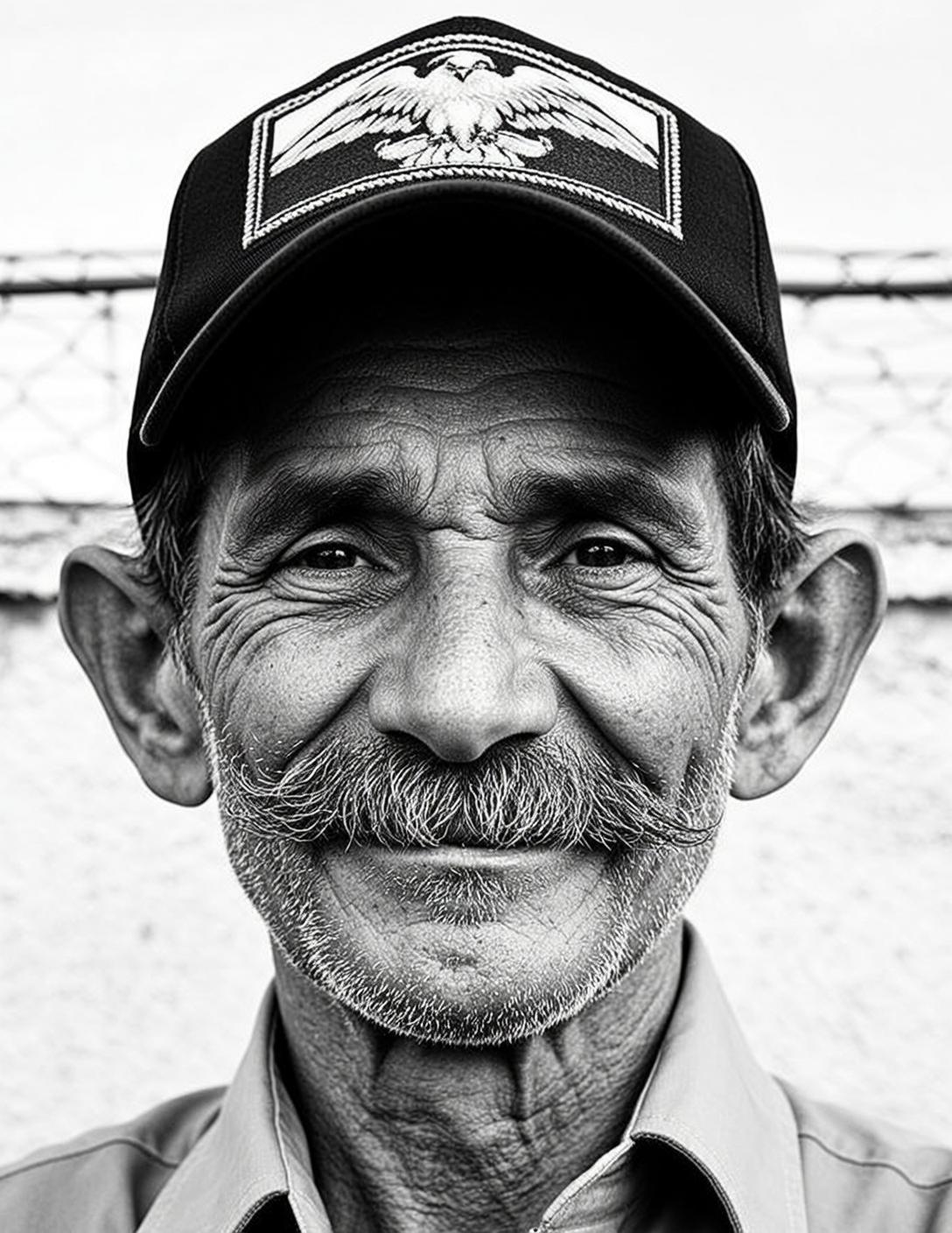 Head-and-shoulders Frontal Portrait Elderly Man With Weathered Skin Prominent Wrinkles