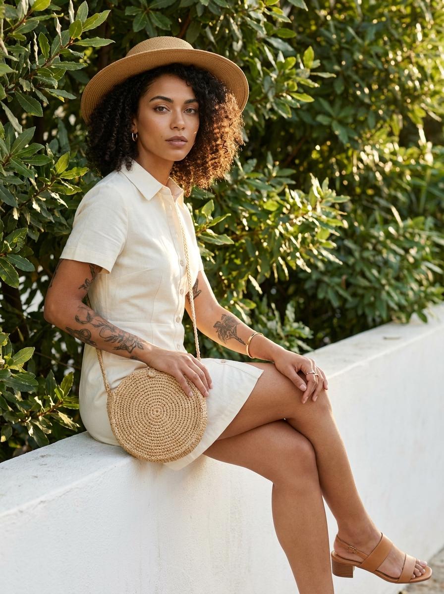 Mediterranean Garden Editorial Portrait Woman Seated On Wall