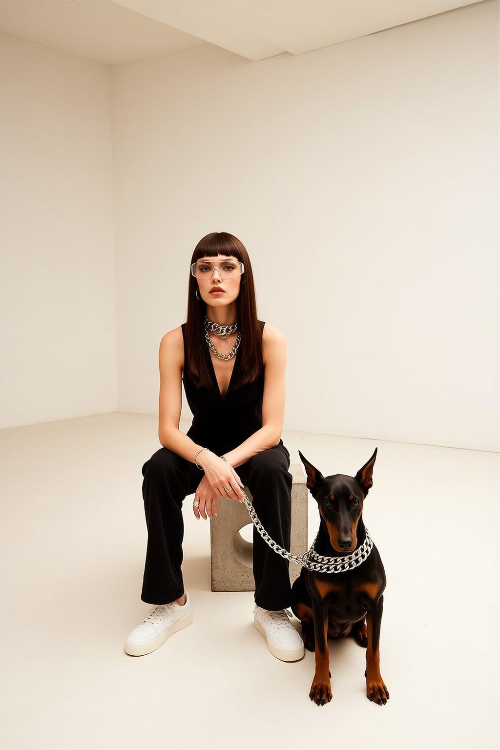 Black Jumpsuit Dog Leash