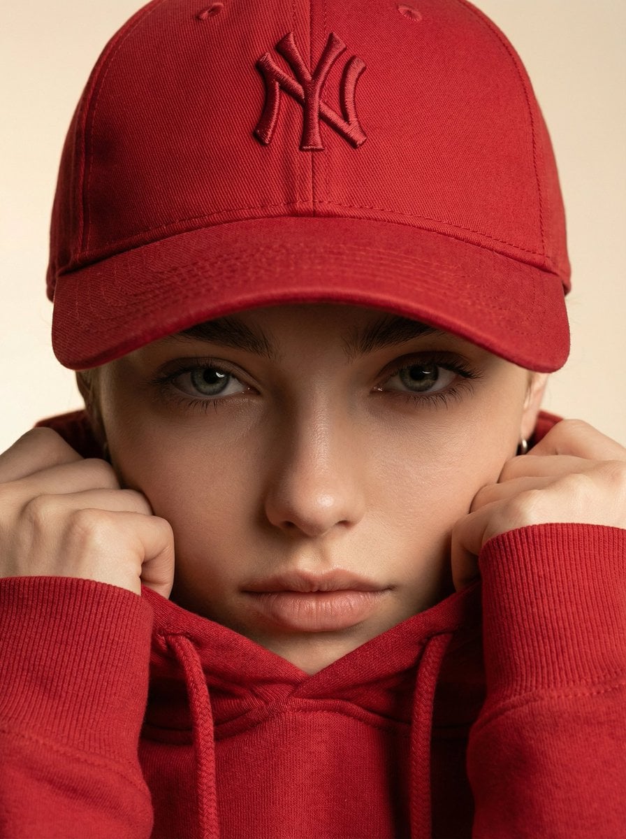 Red Baseball Cap Hoodie Fashion