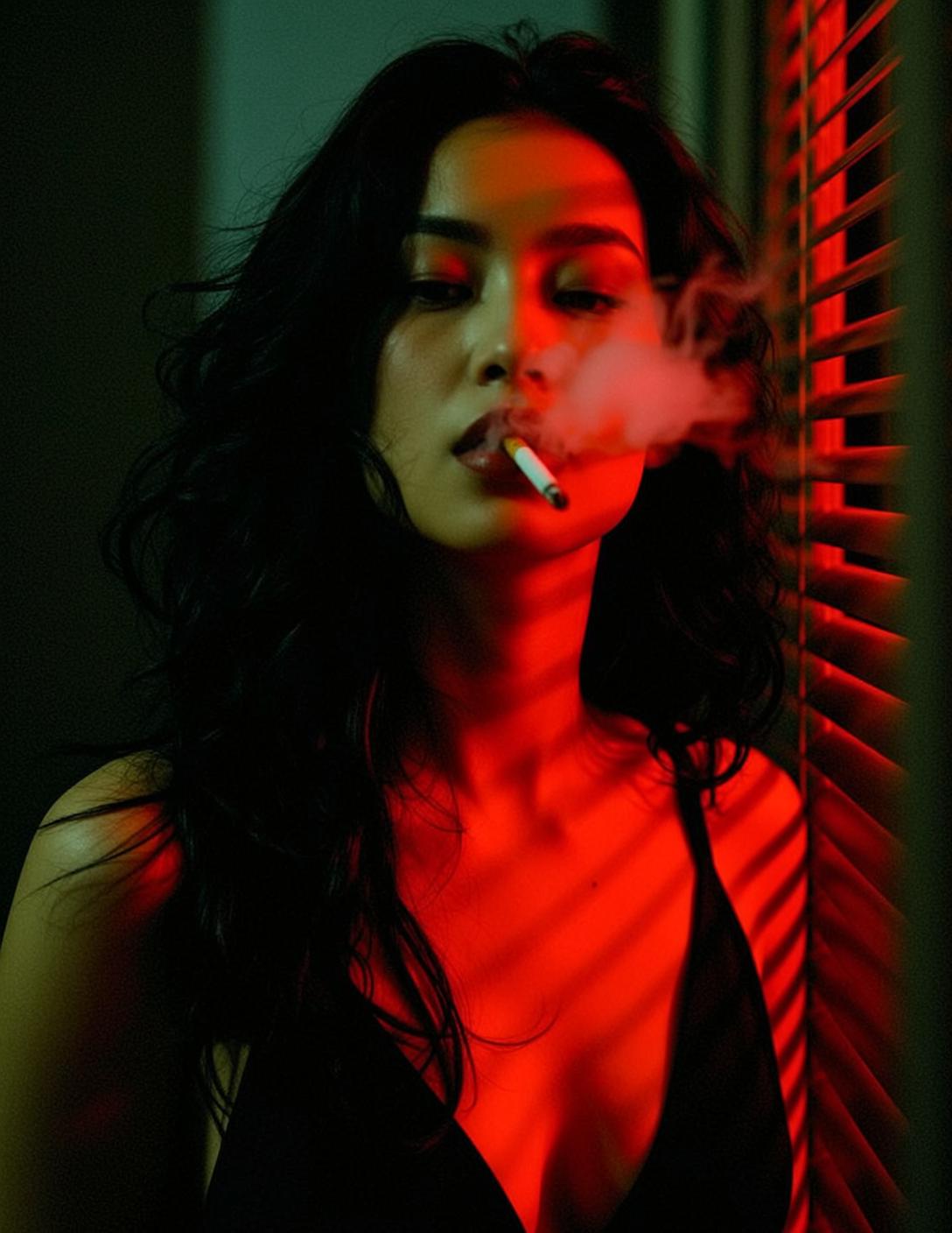 Red Light Cigarette Portrait