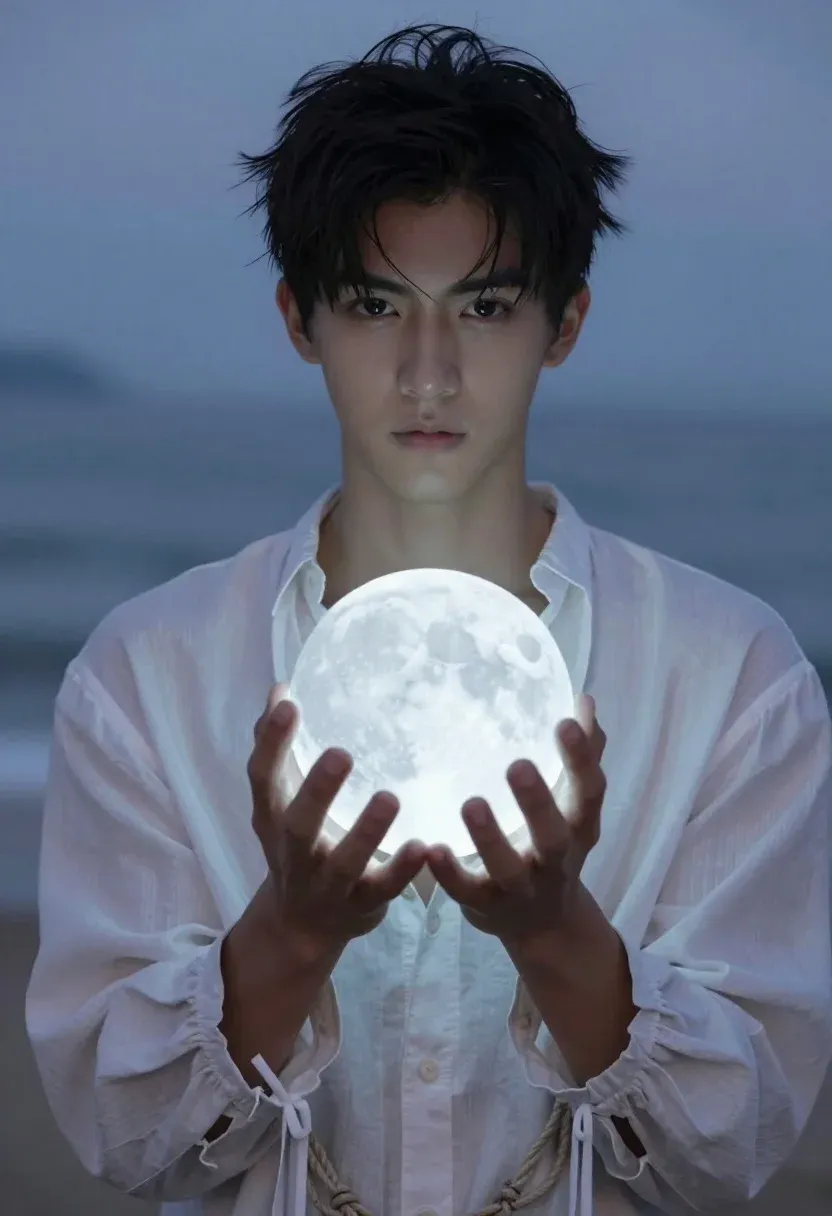 Young Man With Dark Tousled Hair Gazes Directly The Viewer