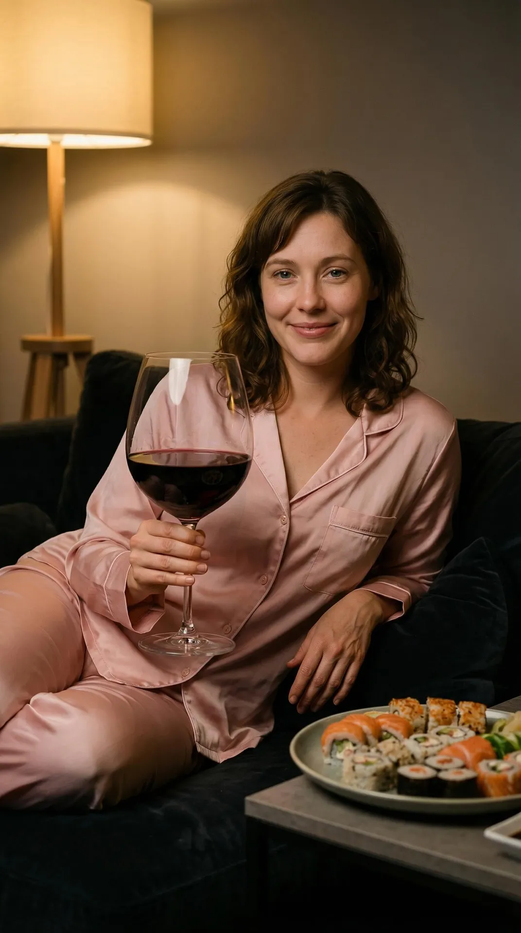 Makeup Lounging Sofa Pink Pajamas Giant Wine Sushi