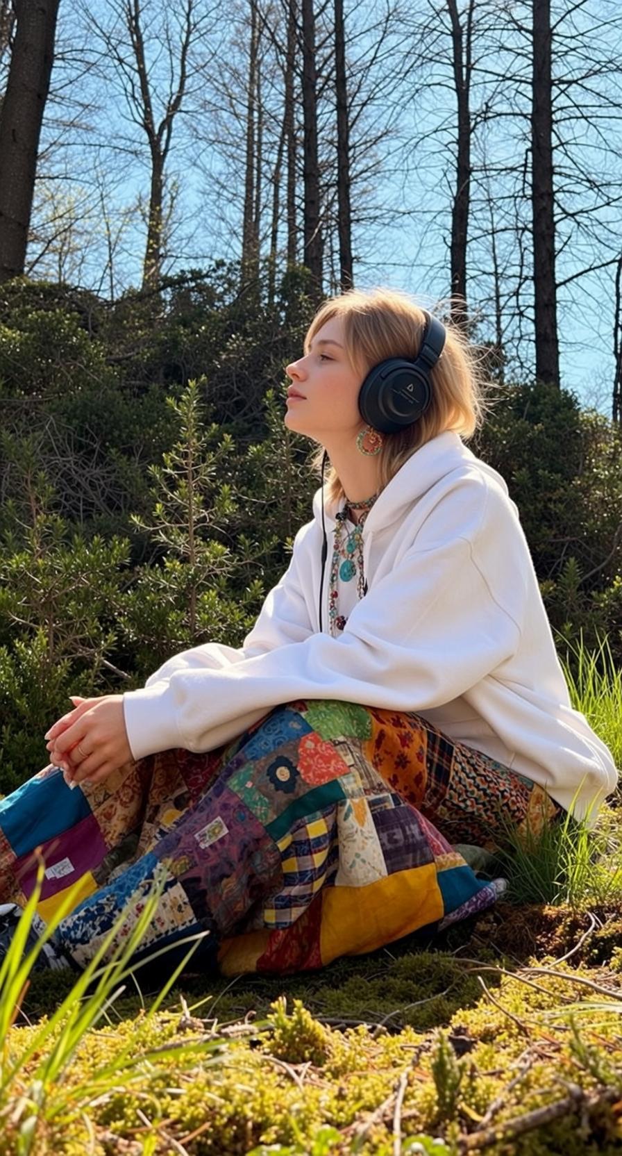 Indie Young Short Blonde Fair White Hoodie