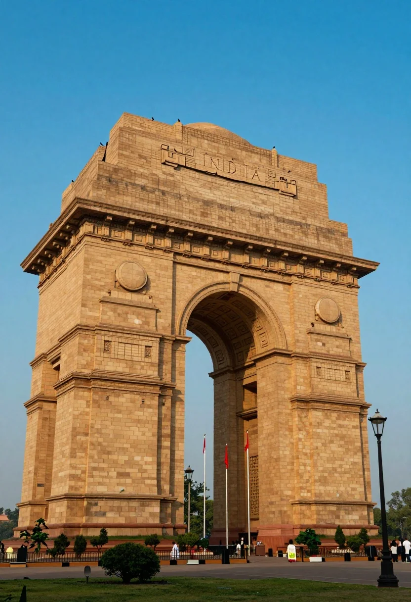 Majestic View The India Gate War Memorial Standing Tall Against