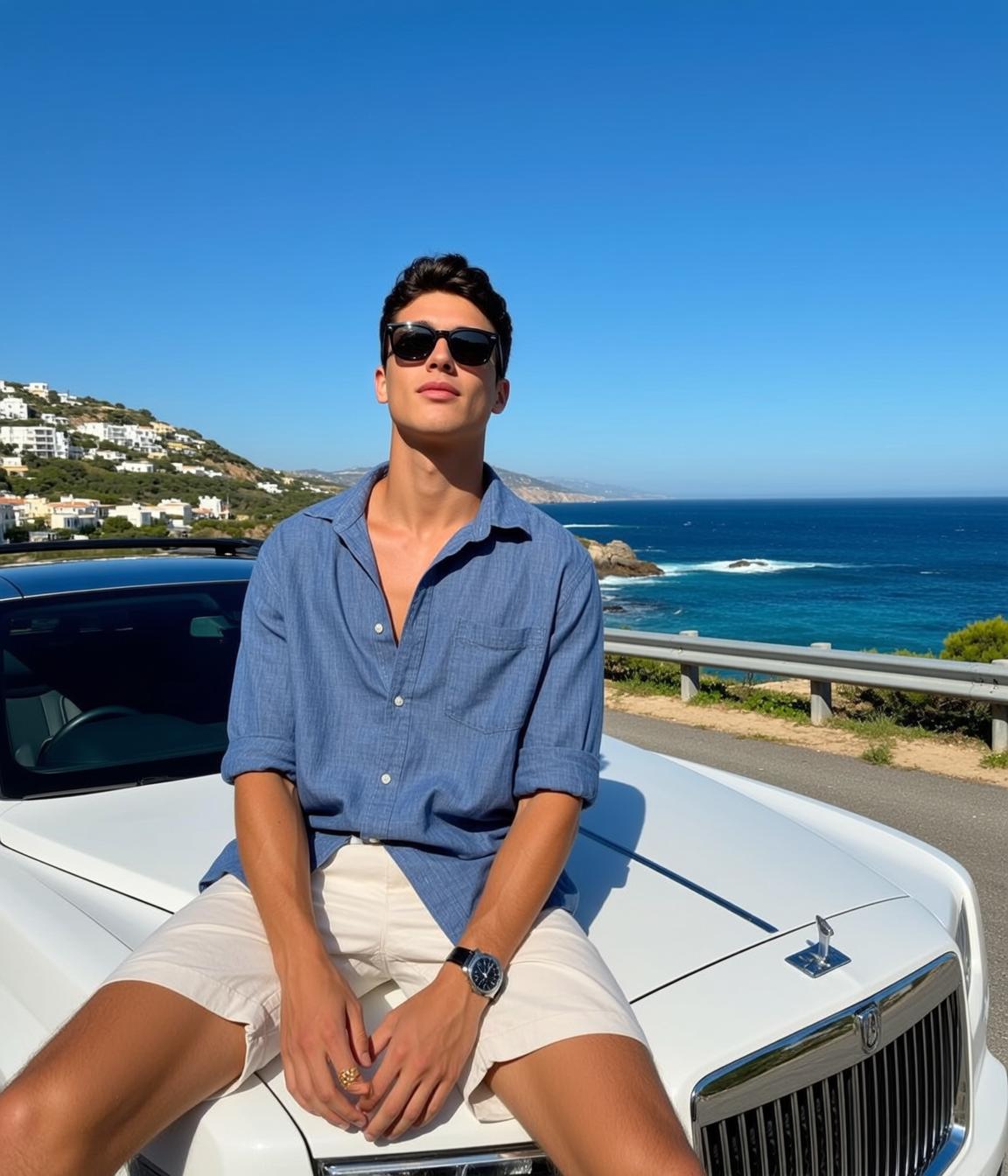 Blue Linen Coastal Car Look