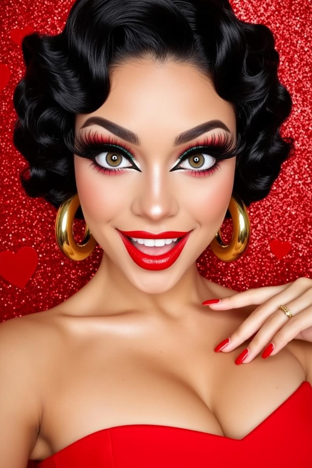 Halloween Makeup Classic Pin-up Black Styled Waves