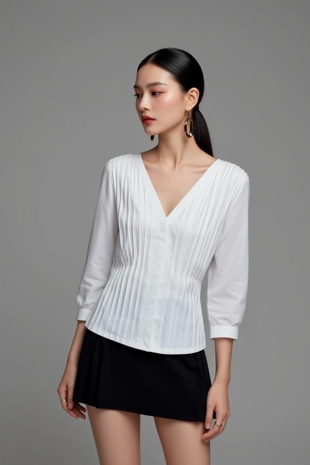 Balletcore Young Asian Black Pulled Back Ponytail