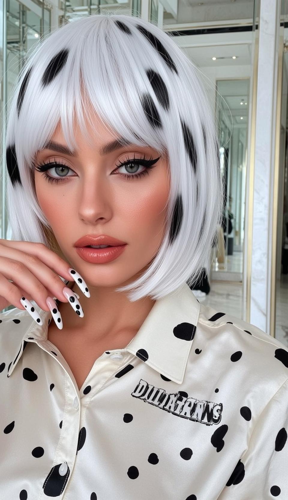 Halloween Makeup Young Short White Black Spots