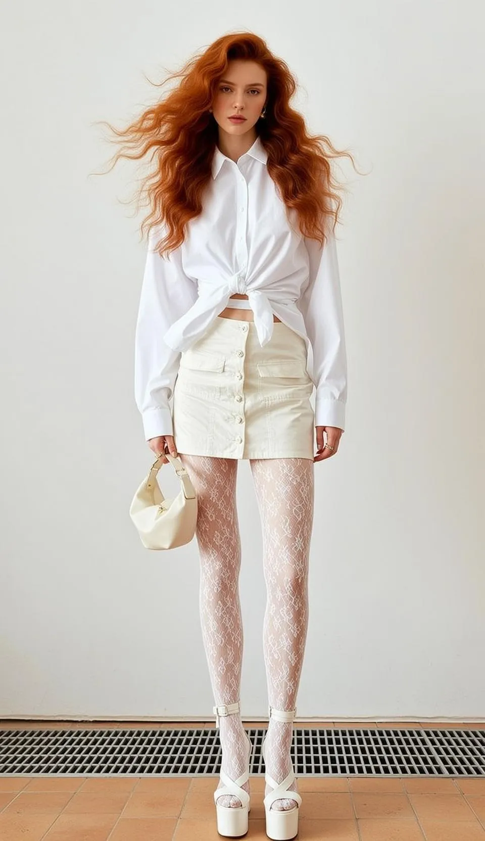 White Shirt Cream Skirt Studio