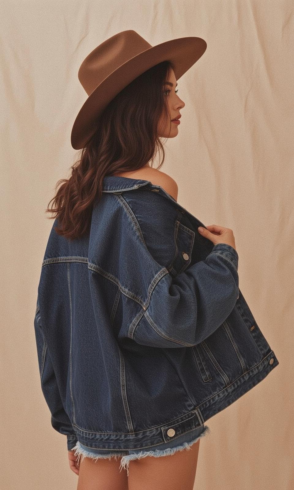 Denim Jacket Cowboy Hat Studio
