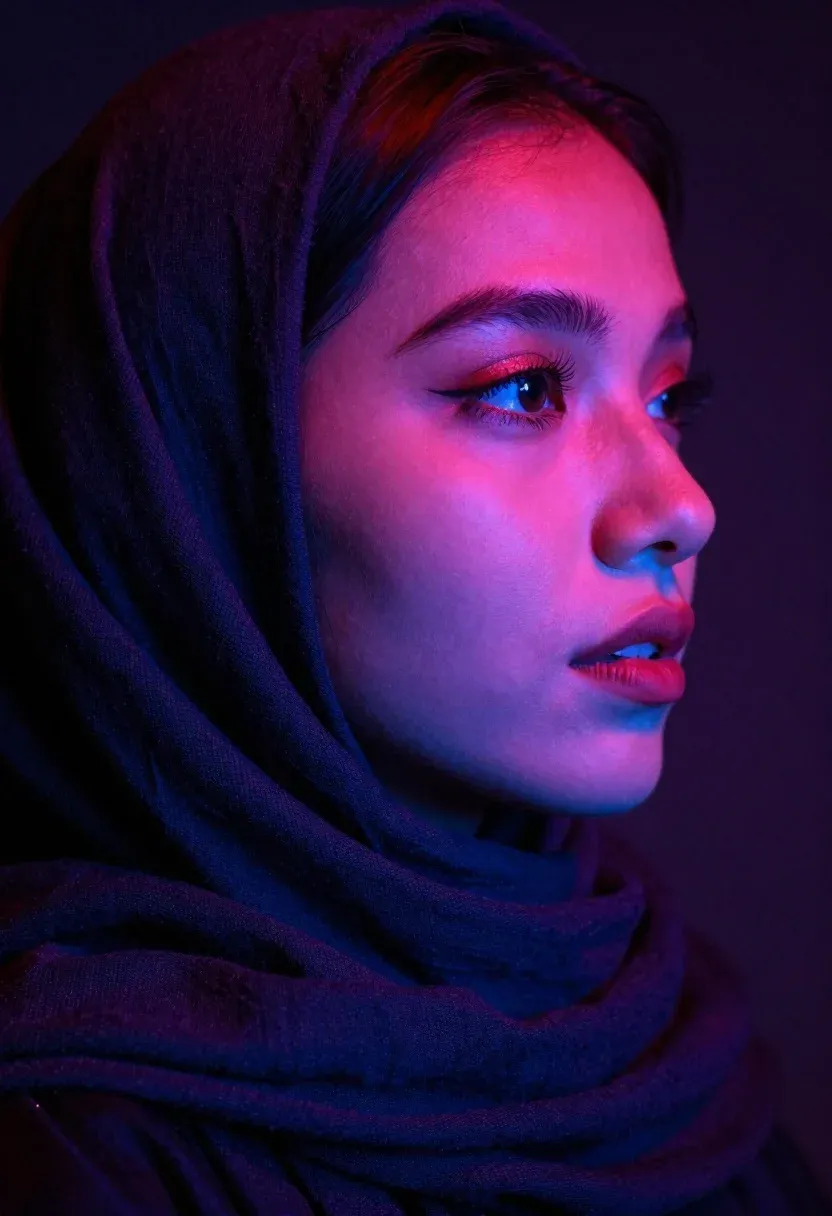 Close-up Profile Portrait Woman With Contemplative Expression Looking Off The